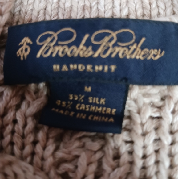 Silk & Cashmere Shawl Neck Fisherman's Cable Knit Sweater Beige Women's Medium - Picture 5 of 10